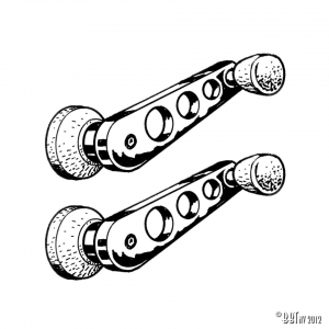 Window winders wood/chrome, as pair