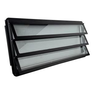 Westfalia louvre window slidingdoor complete, black knob right